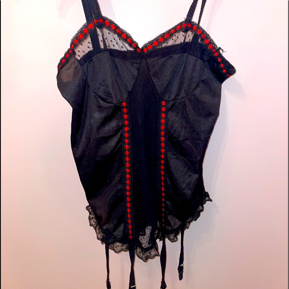 Vintage Union Made Black Lingerie Teddy with Garter Straps